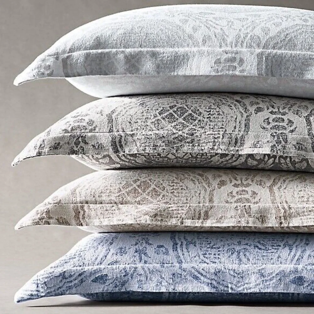 Restoration Hardware Castillo Medallion Linen Standard Pillow Sham Dune Morel